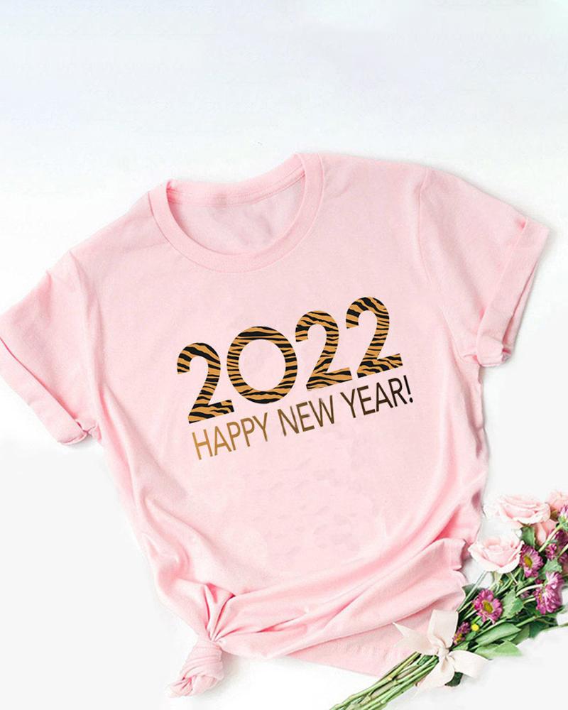

Short Sleeve Letter Print O-Neck T-shirt, Style1