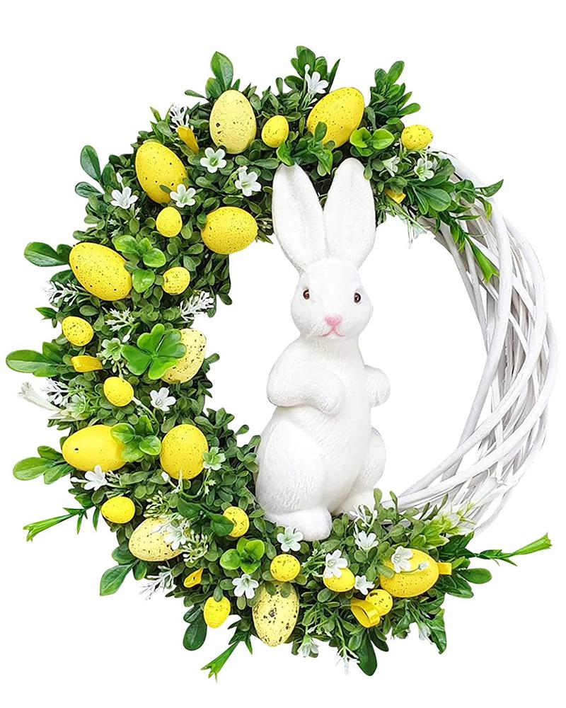 

1pc Easter Bunny Eggs Wreath Shaped Hanging Decoration, Style2