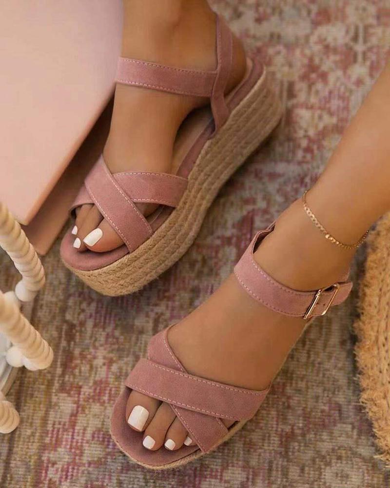 

Bandage Slingback Espadrille Platform Sandals, Pink
