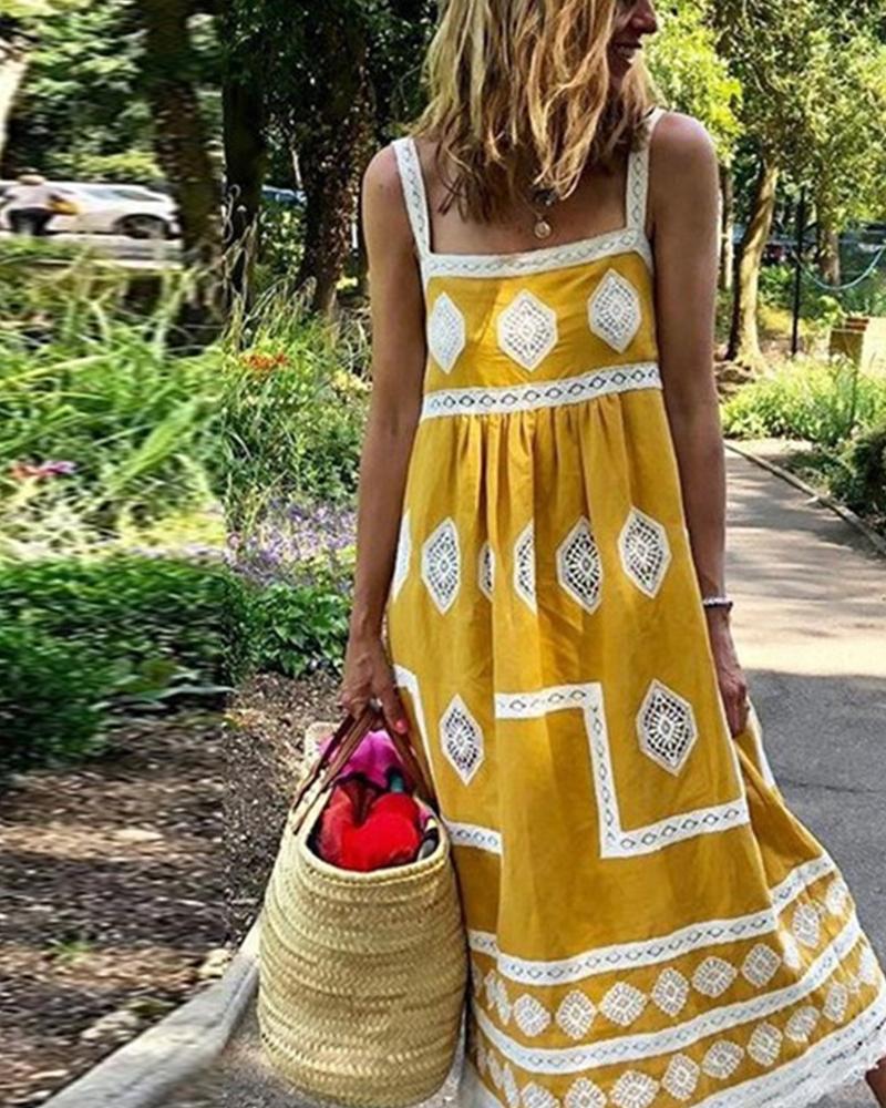 

Boho Wide Strap Cami Maxi Dress, Yellow