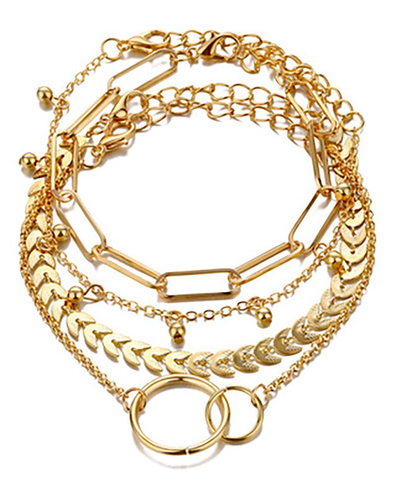 

O-Ring Leaf Pattern Chain Bracelet, Style1