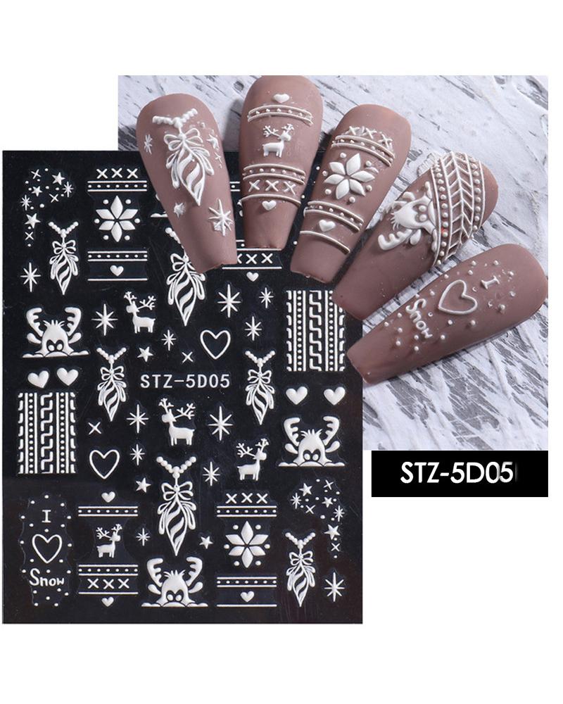 

1Sheet Christmas 5D Snowflake Nail Art Stickers, Style8