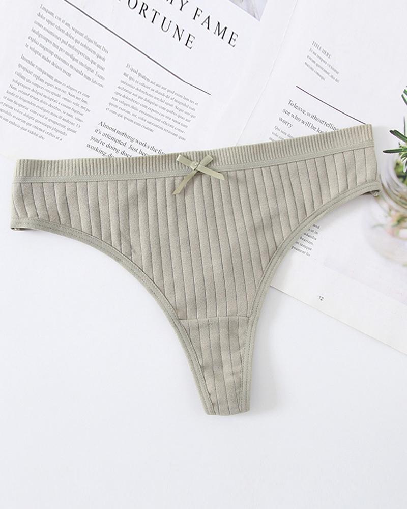 

Bowknot Front Low Waist Thong Panty, Green