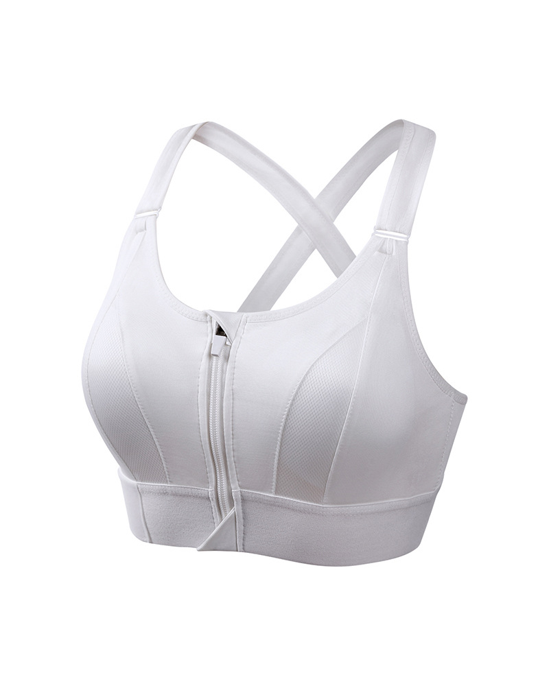 

Zip Front Crisscross Backless Active Top, White