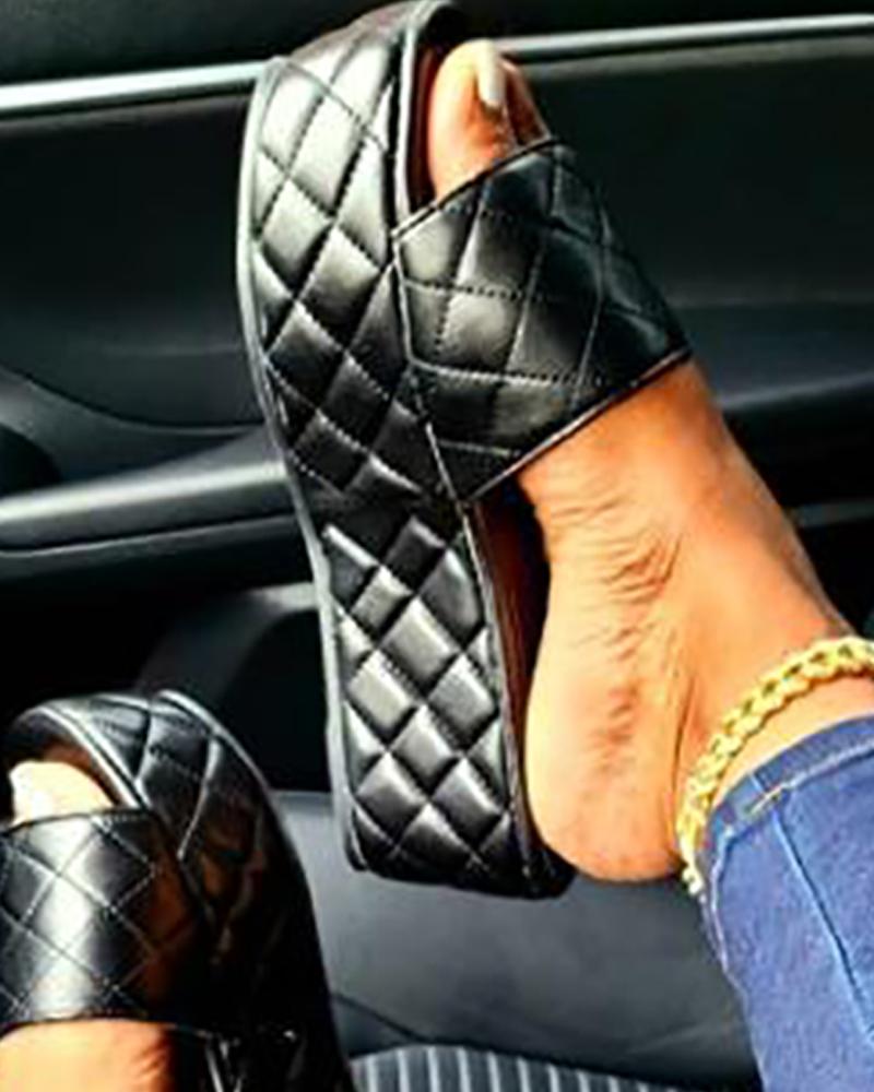 

Open Toe Quilted Muffin Slippers, Black