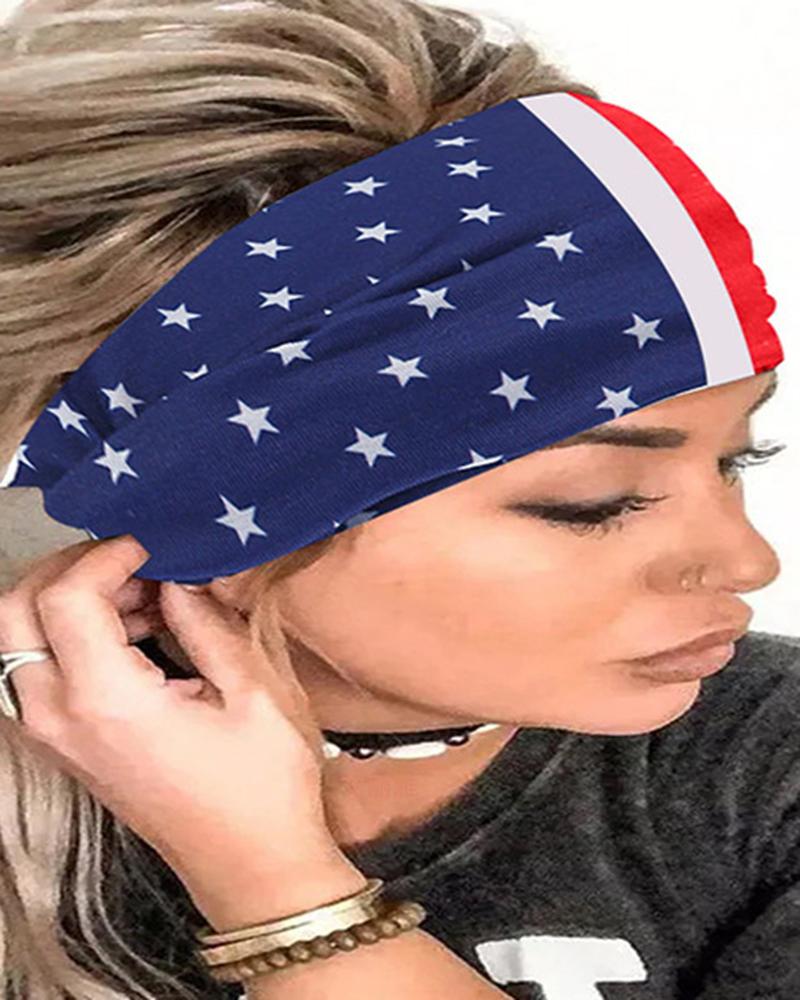 1pc Independence Day Flag Print Wide Yoga Sports Headband