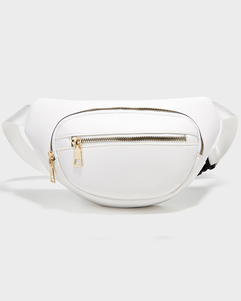 

Zipper Design Coin Phone Crossbody Bag, White