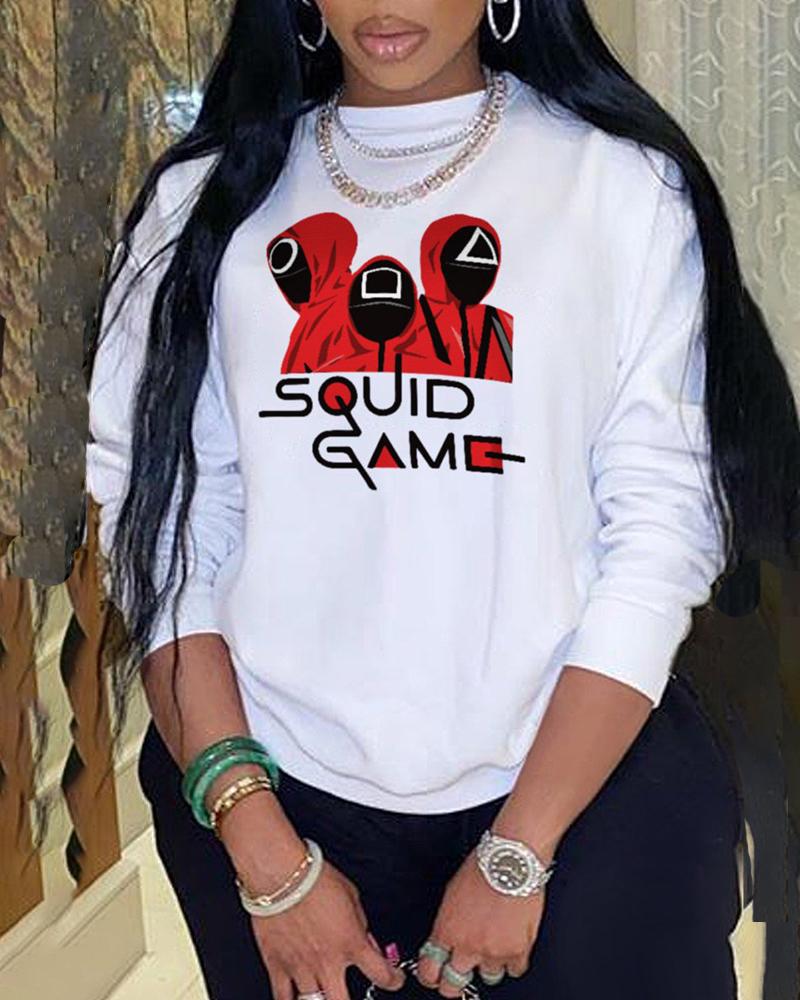 Buy Squid Game Graphic Print Long Sleeve Top. Picture