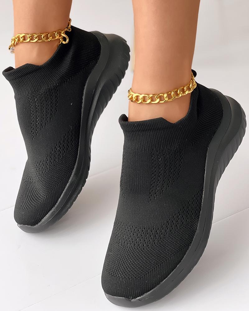 

Breathable Knit Slip-on Sneakers, Black