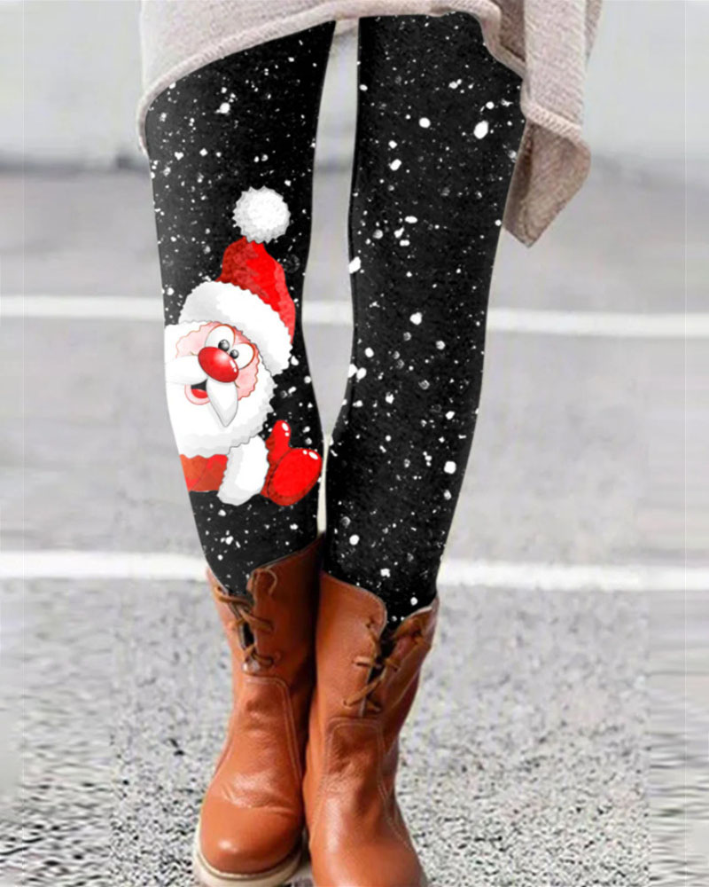 

Christmas Santa Claus Snowflake Print Leggings, Style4