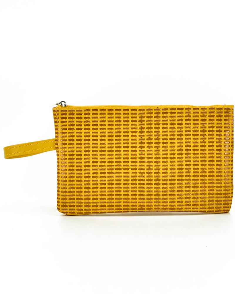 

Square Zipper Decor Functional Makeup Bag, Yellow