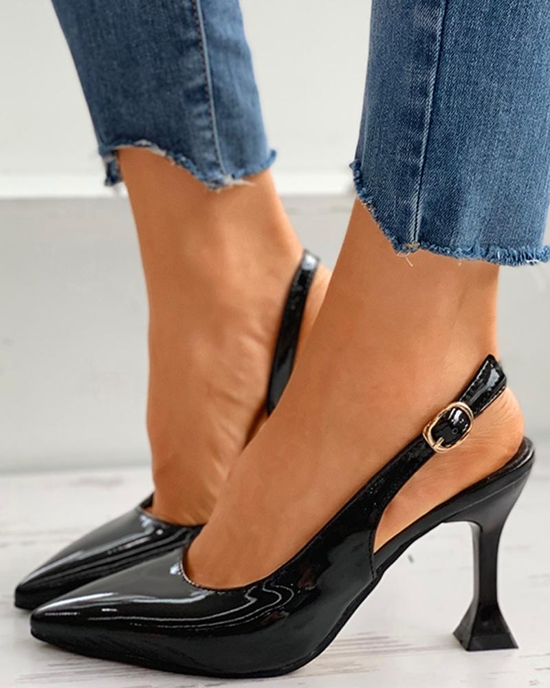 

Slingback Pointed Toe Pyramid Heel, Black