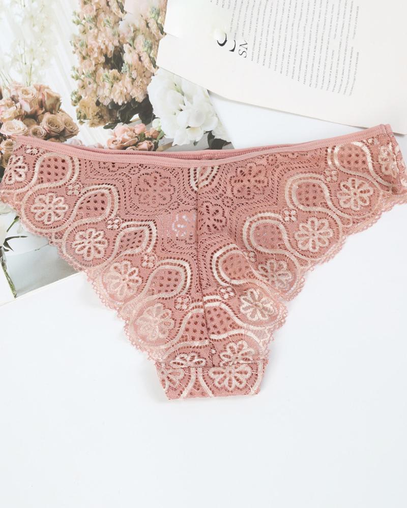 

Lace Skinny Low Waist Panties, Pink
