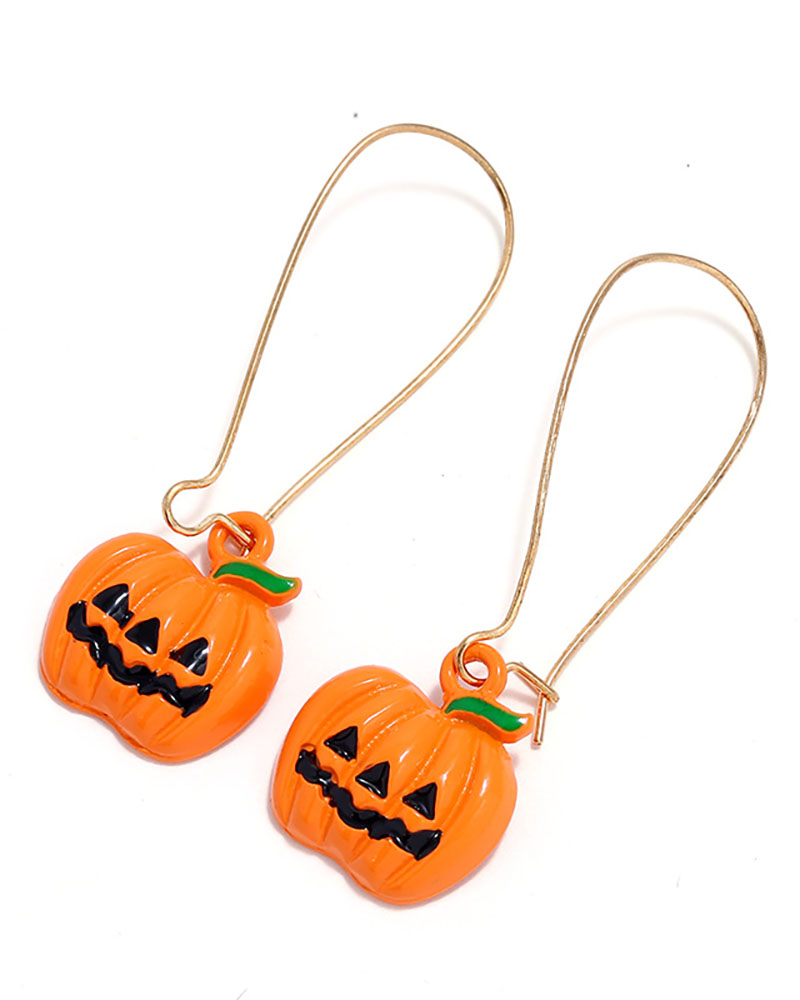 

Halloween Pumpkin Pattern Drop Earrings, Yellow