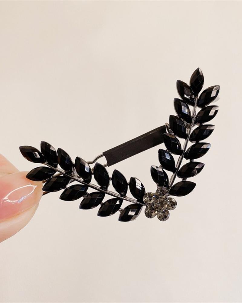 

1pc Rhinestone Wheat Leaf Shaped Hair Clip, Style5