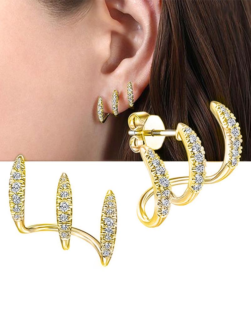 

1Pair Wedding Evening Party Rhinestone Claw Earrings, Gold