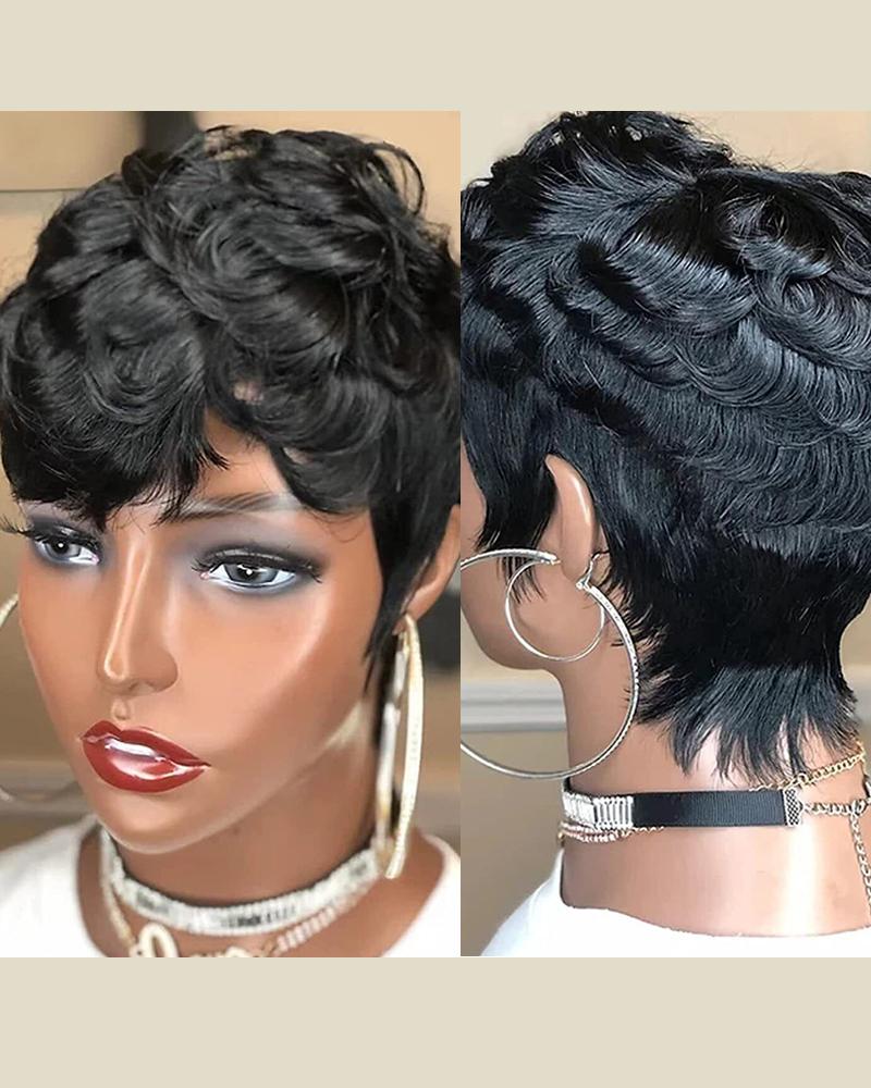 

Short Curly Synthetic Pixie Hair Wig, Black