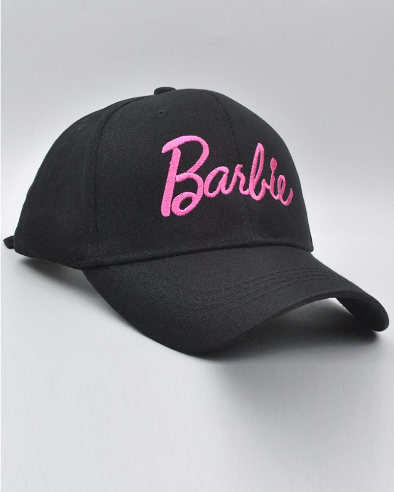 

Sweet Barbie Letter Embroidery Adjustable Strap Baseball Cap, Black