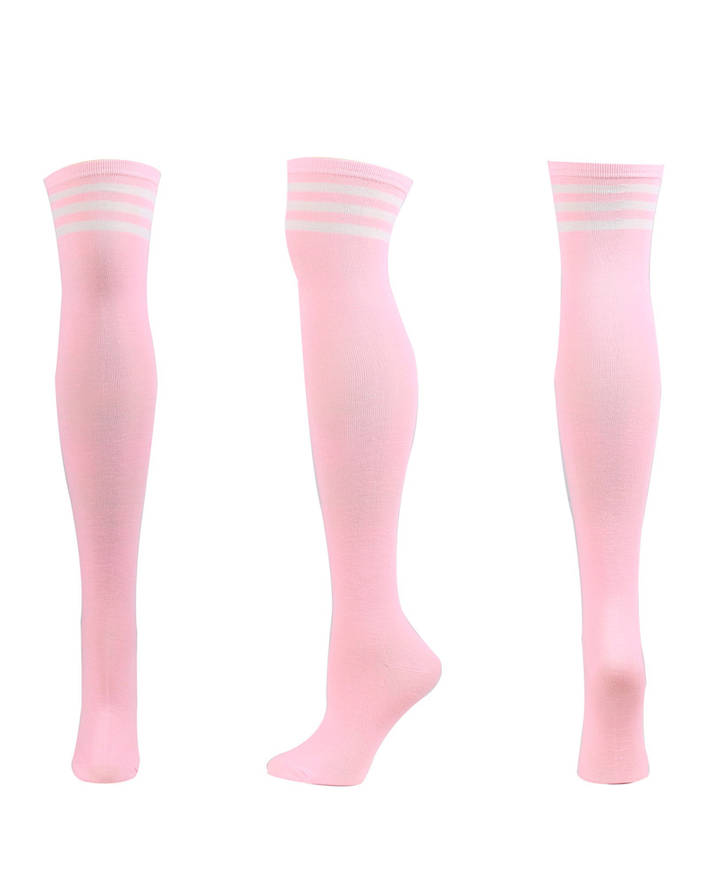 

1Pair Contrast Paneled Thigh High Leg Warmers Long Boot Socks, Pink