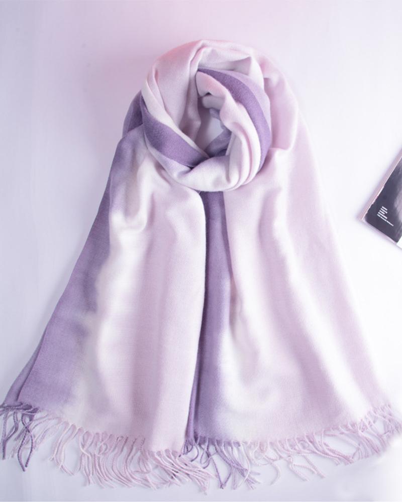 

Tassel Design Tied Dye Print Ombre Scarf, Style2