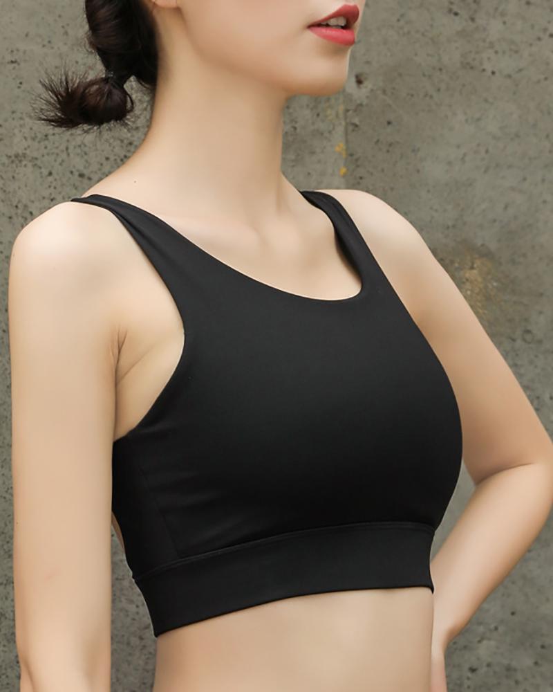 

Lace Up Cutout Backless Sporty Yoga Bralette Top, Black