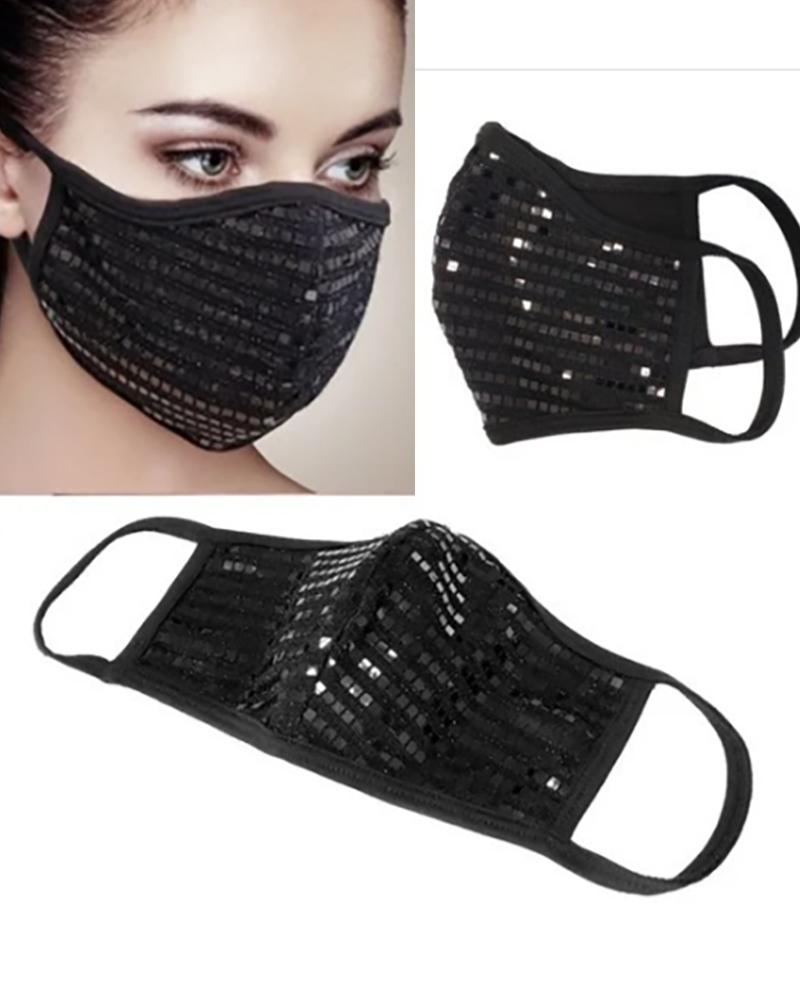 

Sequins Breathable Mouth Mask Reusable, Black