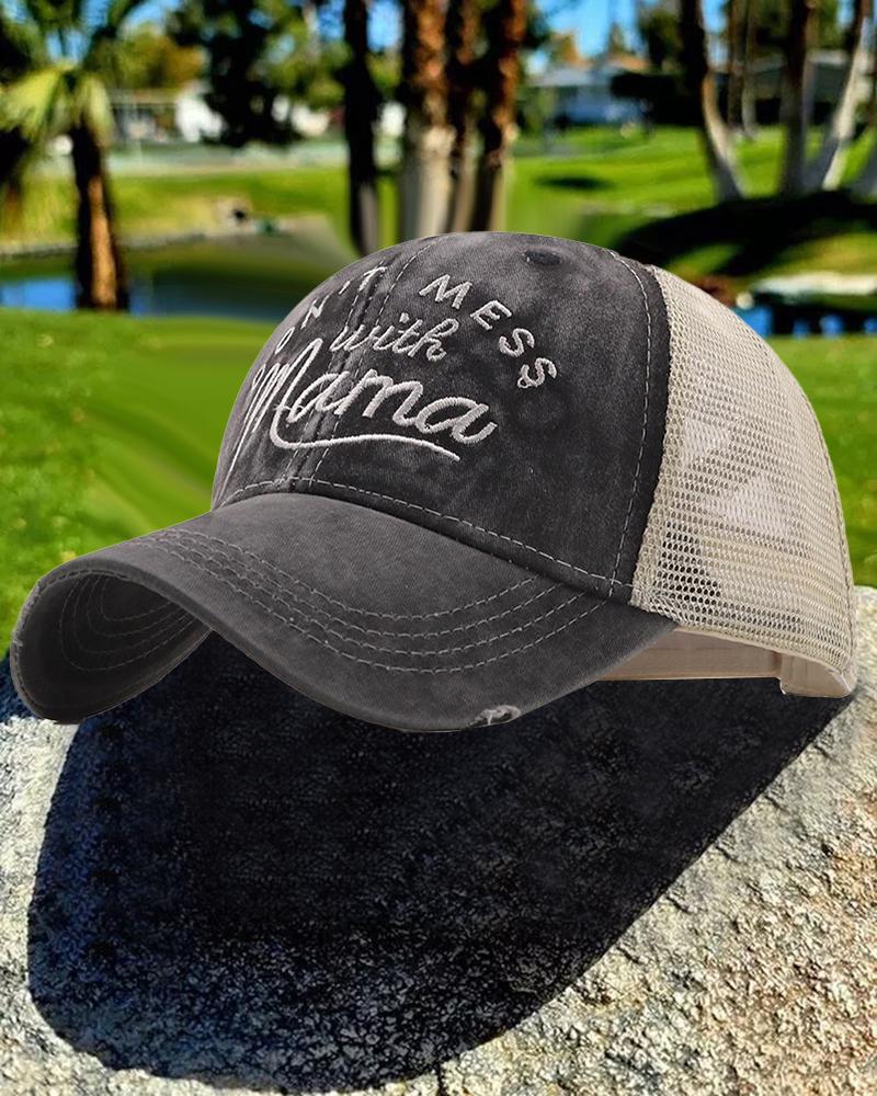 

Ripped Letter Embroidery Breathable Baseball Ponytail Sun Cap, Gray