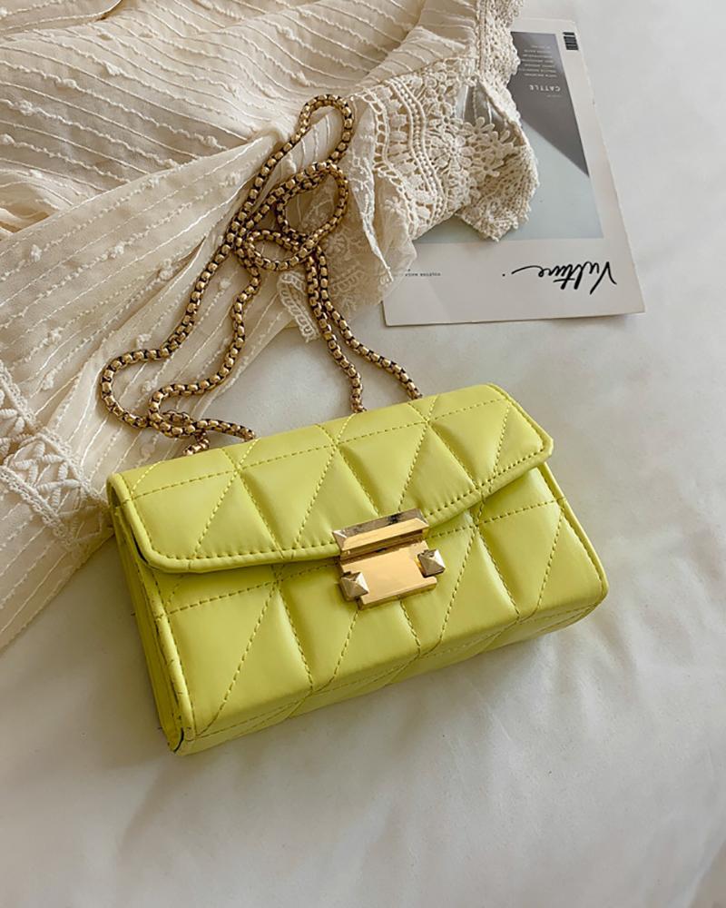 

Beaded Strap Quilted Flag Shoulder Bag, Yellow