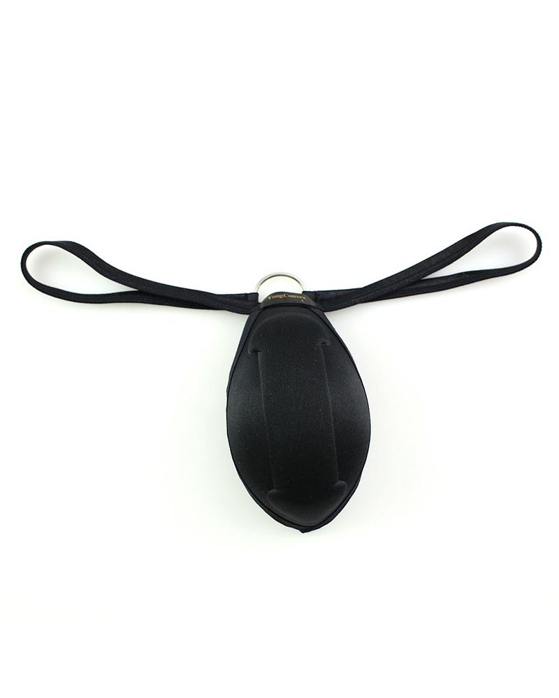 

Color Border Patchwork Skinny T-string Panties Underwear, Black