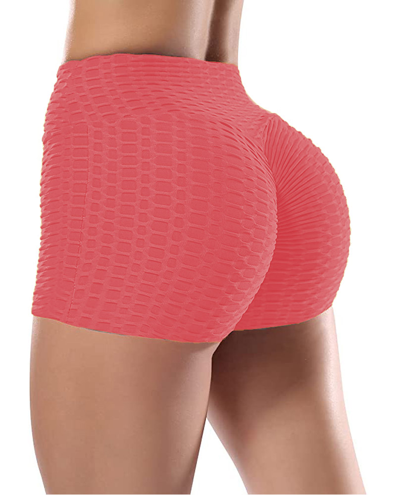 

High Waist Scrunch Butt Lift Textured Active Shorts, Pink