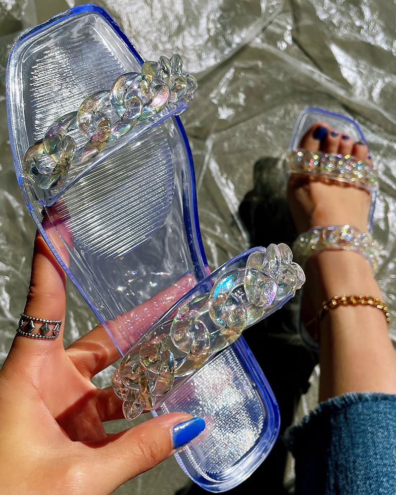 

Square Toe Clear Twisted Slippers