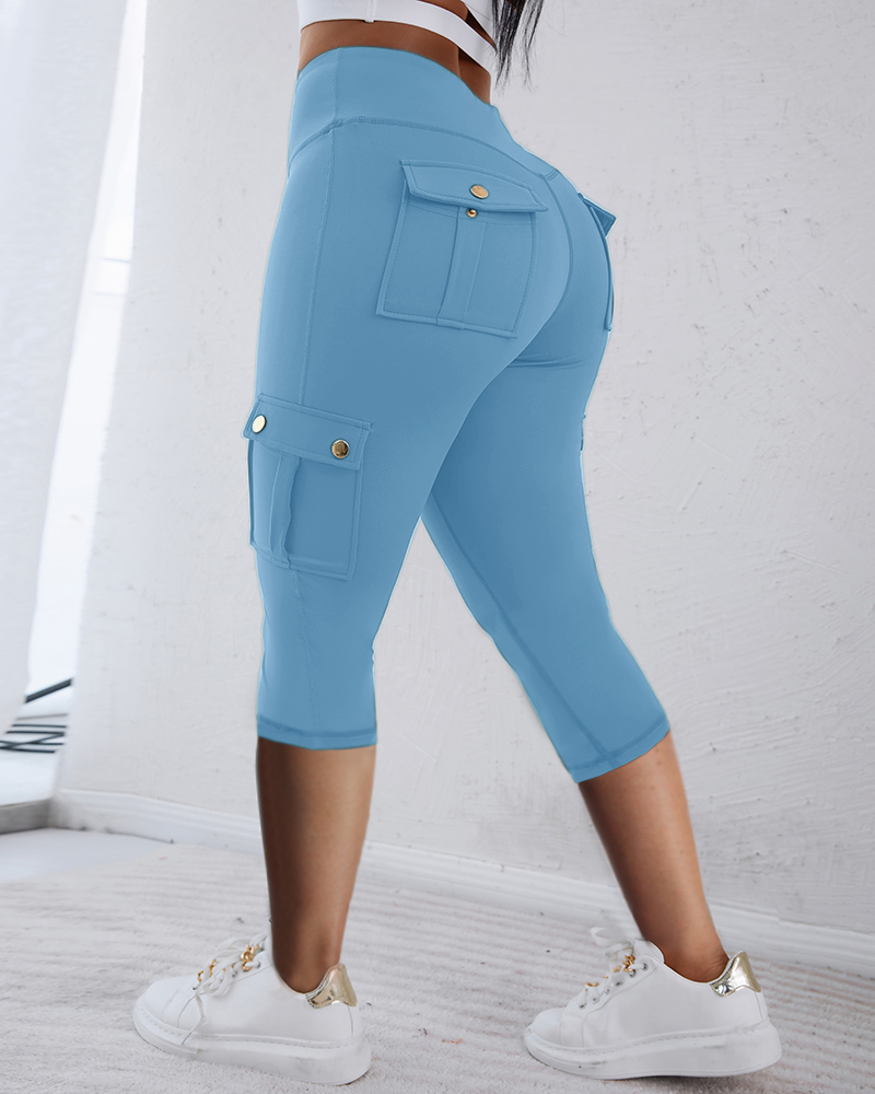 

Pantalon actif de sport taille haute avec poche, Lighted blue