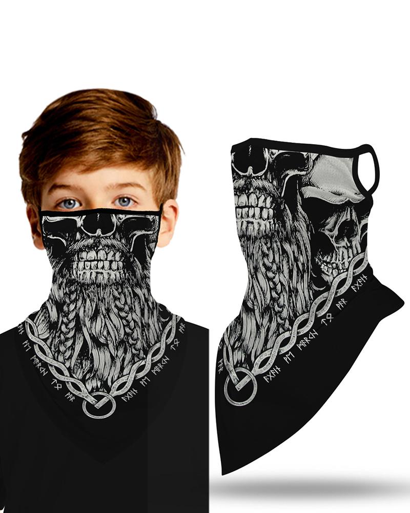 

Skull Print Breathable Ear Loop Face Cover Windproof Outdoors, Black