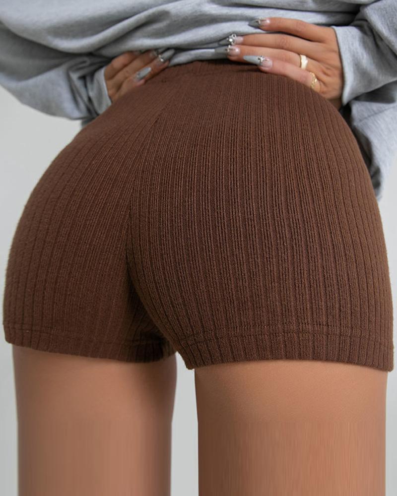

High Waist Butt Lifting Active Shorts, Coffee