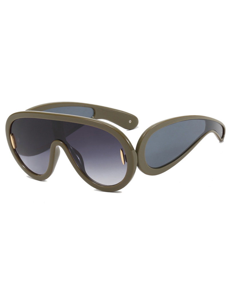 

1Pair Flat Top Vintage Trendy Sunglasses, Dark green