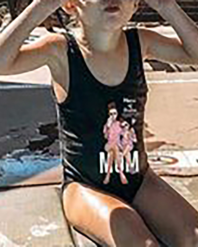

Mommy & Me Graphic Letter Print One Piece Swimsuit For Kids, Black