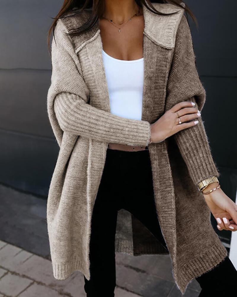 

Long Sleeve Contrast Piping Colorblock Hooded Cardigan, Brown