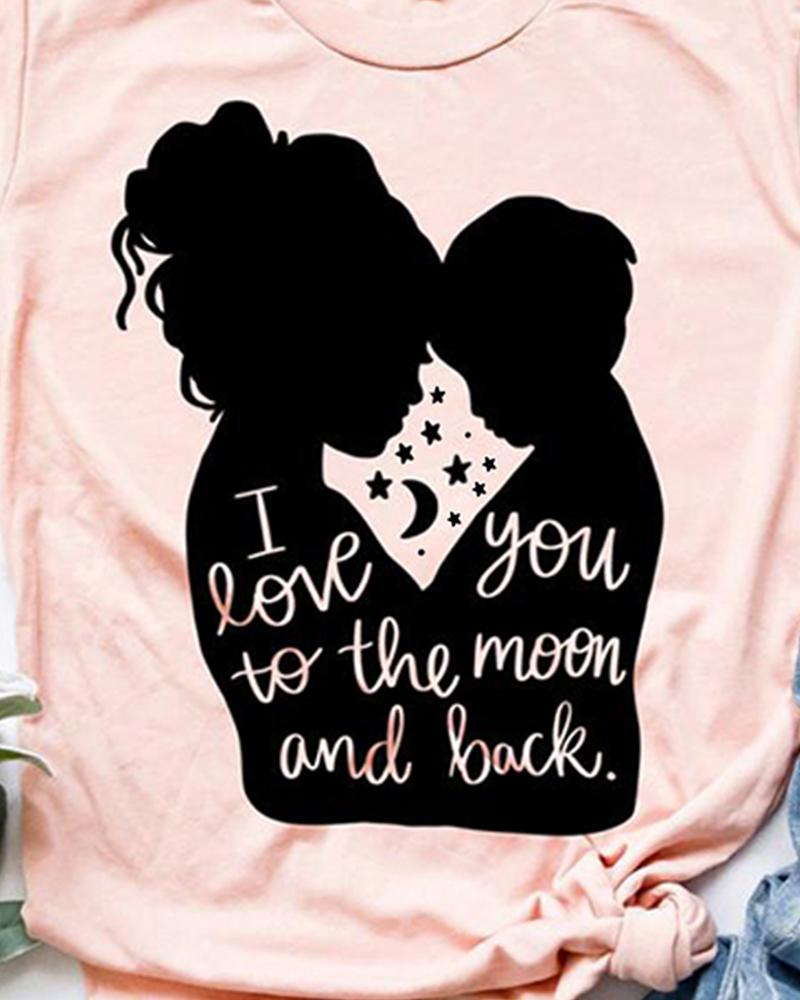 

Mother's Day Graphic Letter Print Casual T-Shirt, Pink