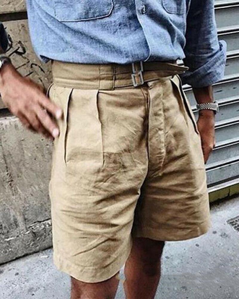 

Solid Loose Wide Leg Shorts, Khaki