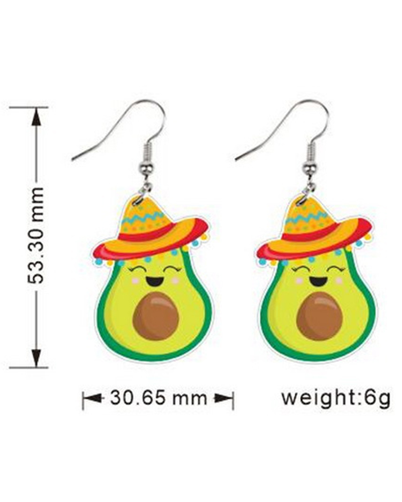 

1Pair Cinco De Mayo Mexico Cartoon Horse Hat Skull Wine Bottle Cactus Jalapeno Earrings, Style3