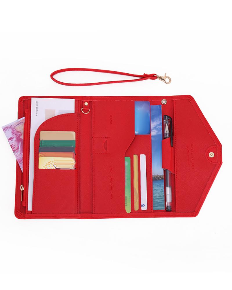 

Card Case Travel Document Organizer Passport Holder Cover Purse, Red
