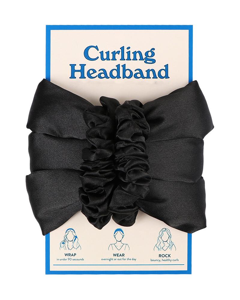 

Heatless Curling Headband Overnight Natural Rod Ribbon Lazy Hair Curlers Wraps Kit For Long Hair, Black