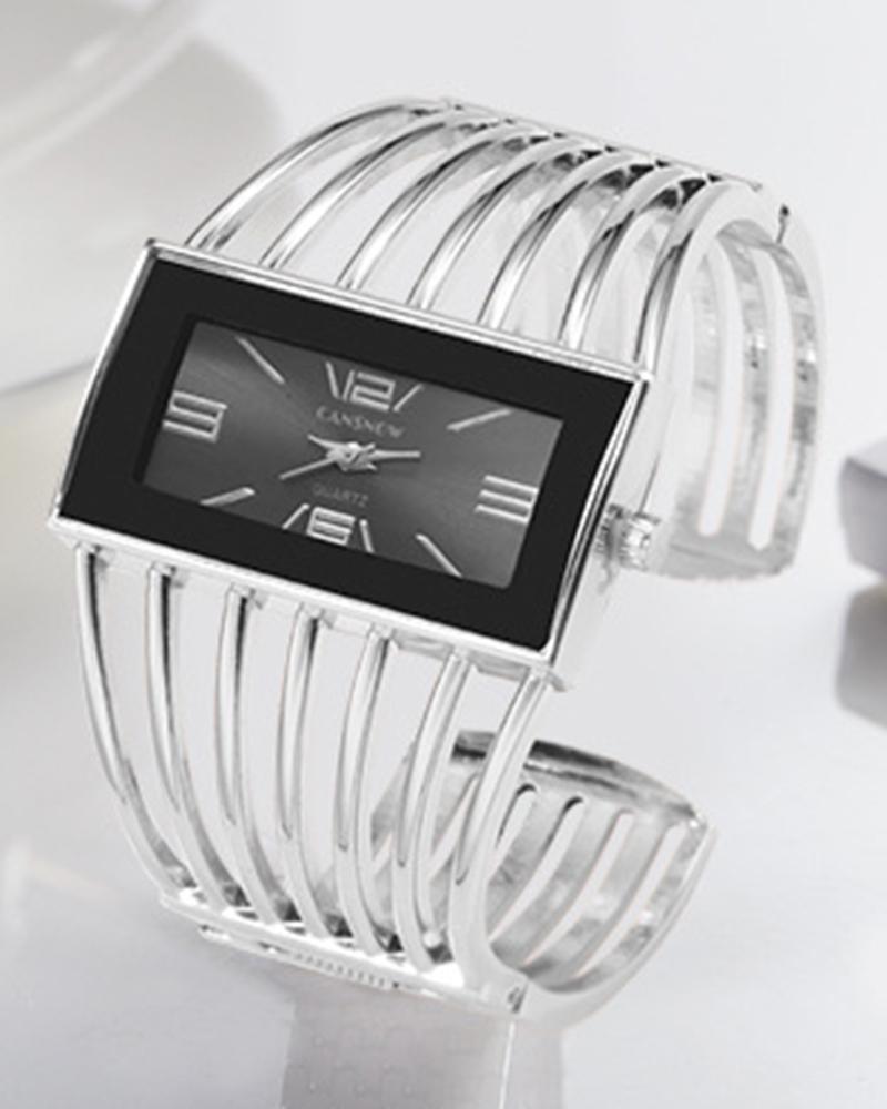 

Hollow Fashionable Bangle Quartz Watch, Silver