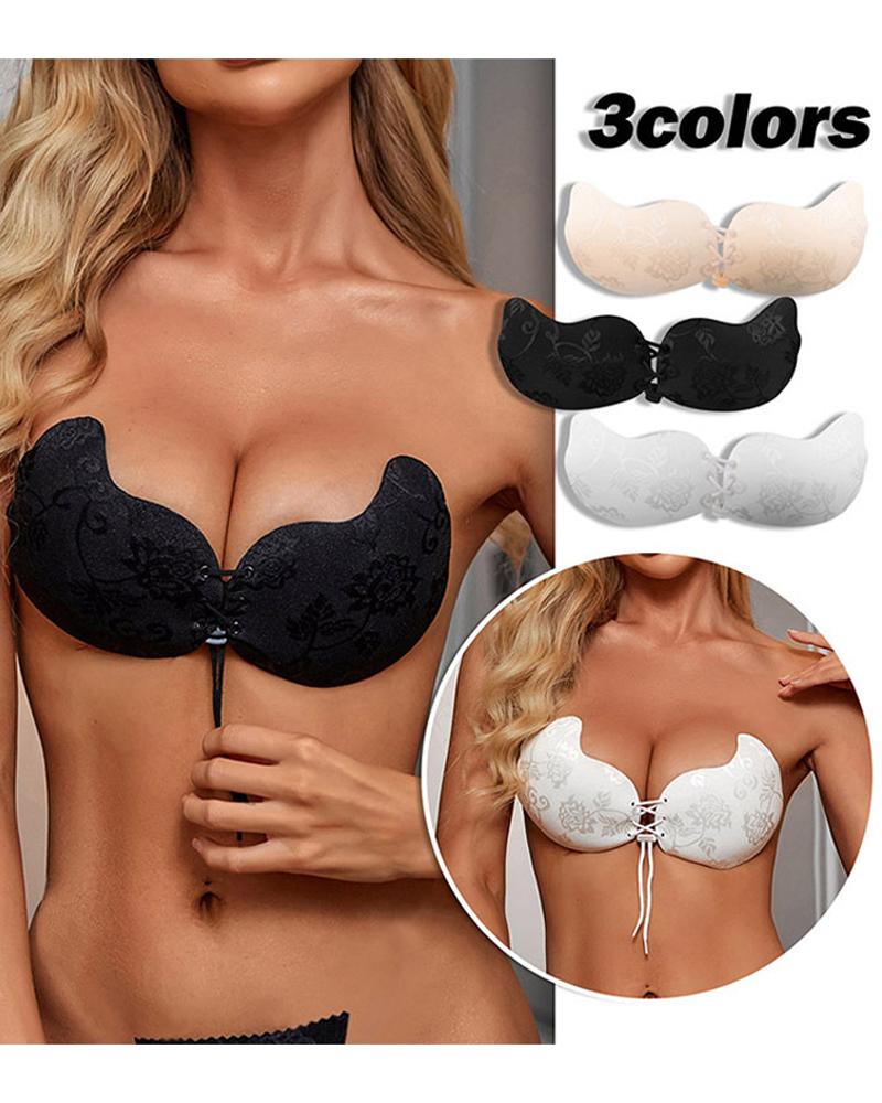 

Strapless Invisible Bra Silicone Adhesive Nipple Covers Bust Lifter, Black