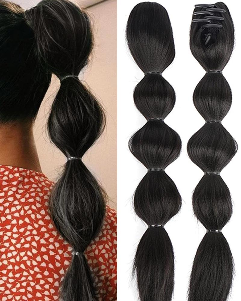 1pc Heat Resistant Synthetic Puff Bubble Ponytail Extension With Grip Hair Claw