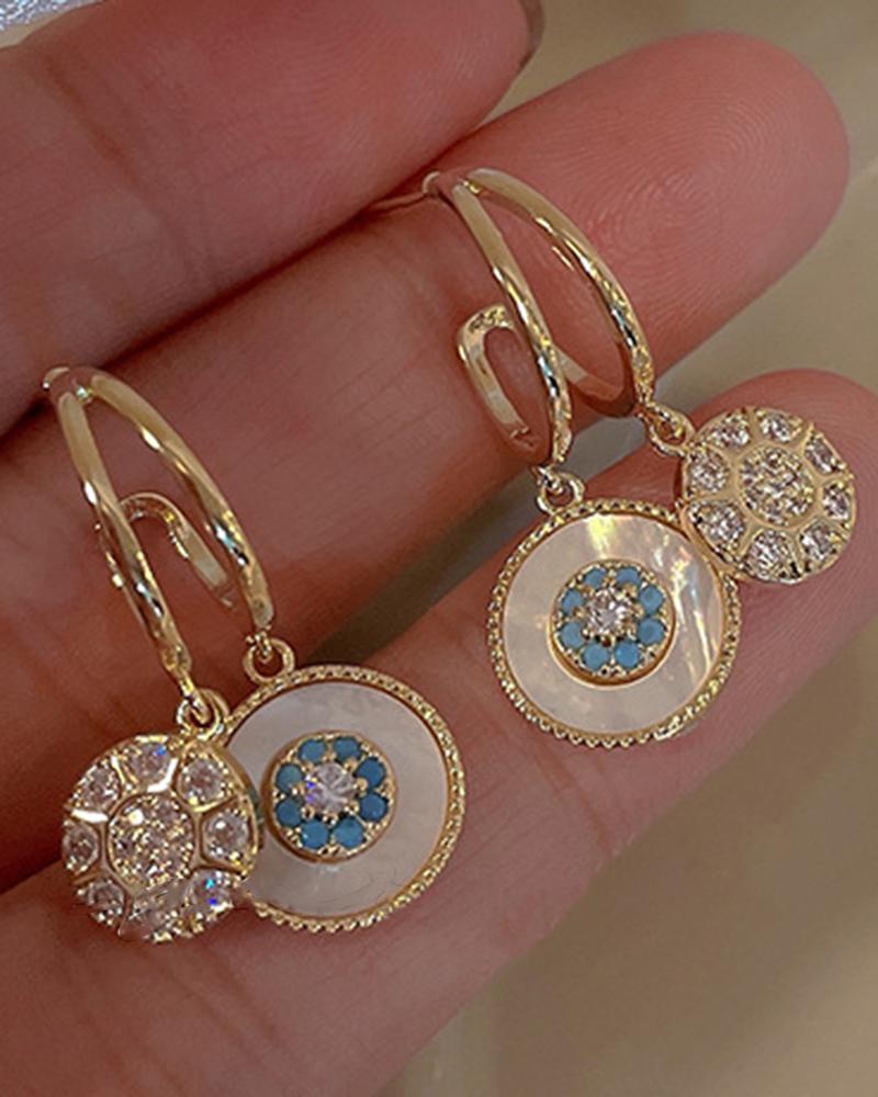 1Pair Zircon Decor Geometric Hoop Earrings