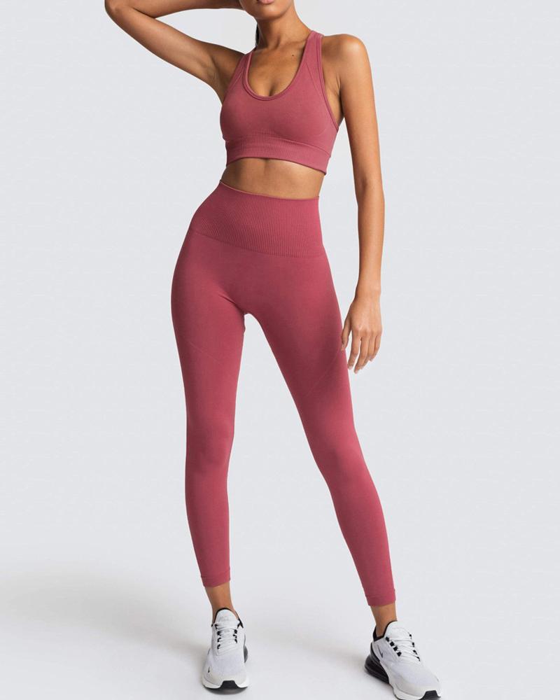 

High Waist Butt Lifting Racerback Active Set, Pink