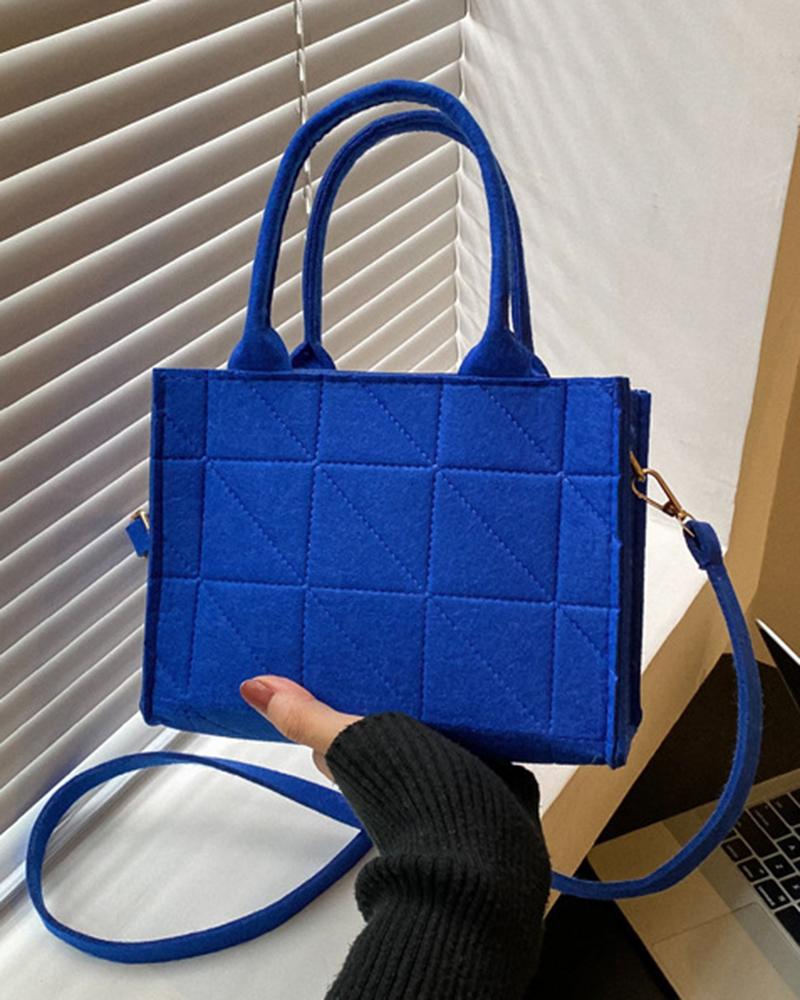 

Large Capacity Quilted Argyle Satchel Bag, Blue