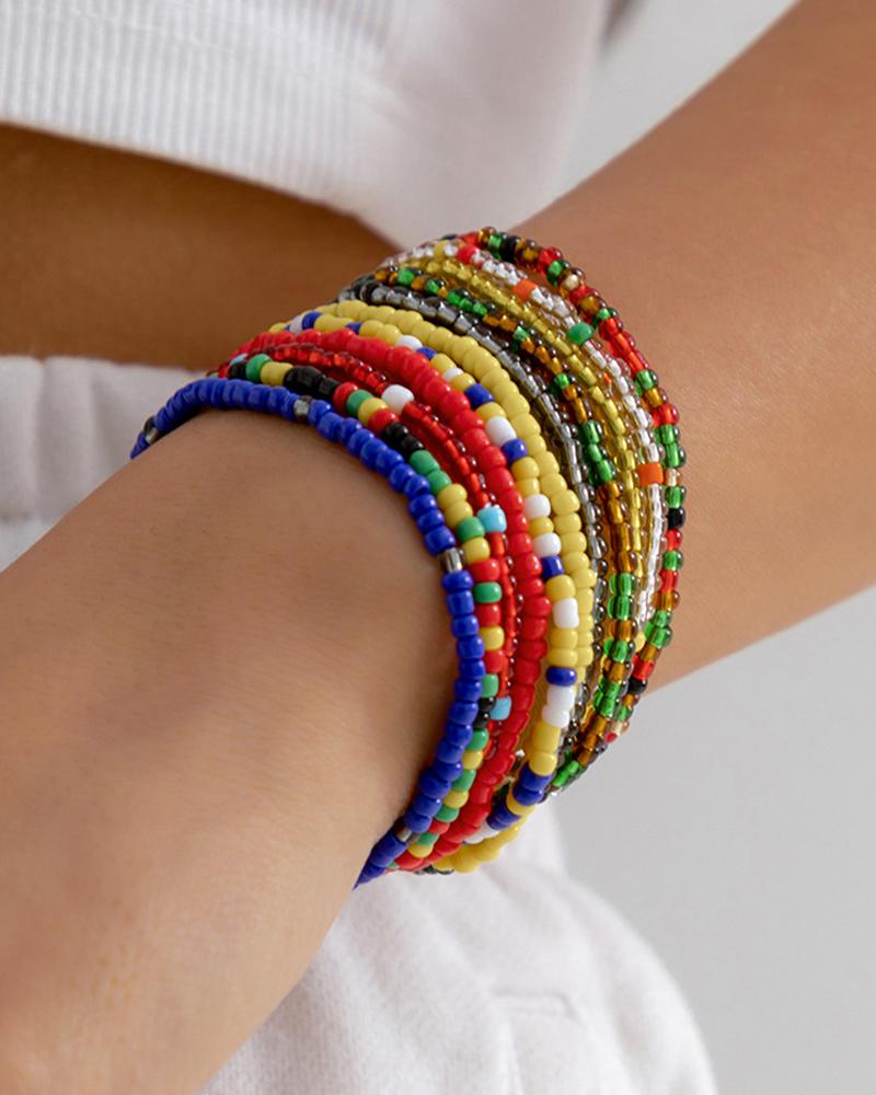 

1pcs Bohemian Layered Beaded Bracelet, Multicolor