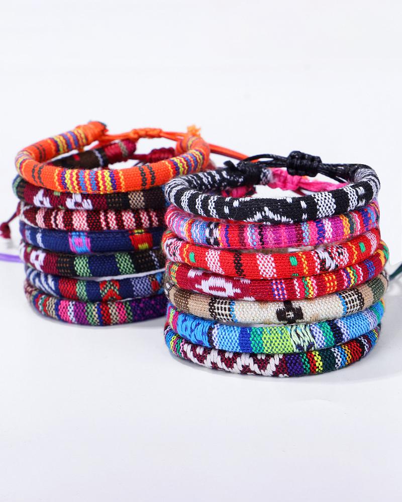 

Clan Colorful Tribal Pattern Braided Bracelet, Style1